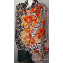 100% Wolle Heringbone Schal Print Na Orange